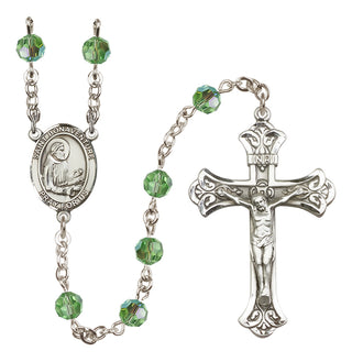 Sterling Silver 6mm Austrian Crystal Saint Bonaventure Rosary in Peridot