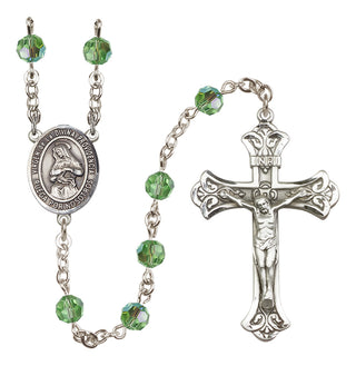 Sterling Silver 6mm Austrian Crystal Virgen de la Divina Providencia Rosary in Peridot
