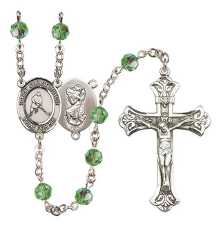 Sterling Silver 6mm Saint Christopher/Ice Hockey Rosary