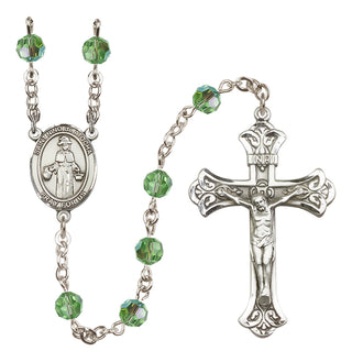 Sterling Silver 6mm Austrian Crystal Saint Nino de Atocha Rosary in Peridot