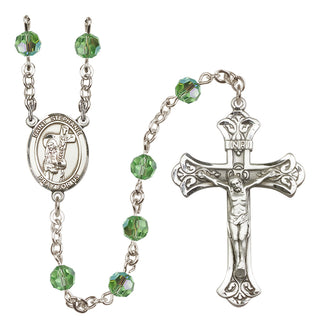Sterling Silver 6mm Austrian Crystal Saint Stephanie Rosary in Peridot