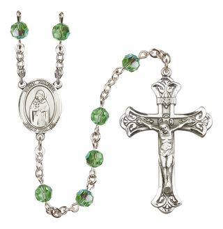Sterling Silver 6mm Austrian Crystal Saint Samuel Rosary in Peridot