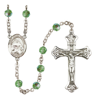 Sterling Silver 6mm Austrian Crystal Saint Julia Billiart Rosary in Peridot