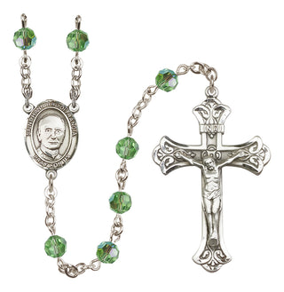 Sterling Silver 6mm Austrian Crystal Saint Hannibal Rosary in Peridot