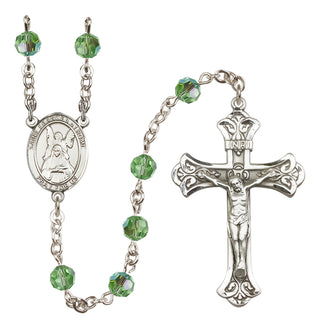 Sterling Silver 6mm Austrian Crystal Saint Frances of Rome Rosary in Peridot