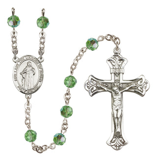 Sterling Silver 6mm Austrian Crystal Our Lady the Undoer of Knots Rosary in Peridot