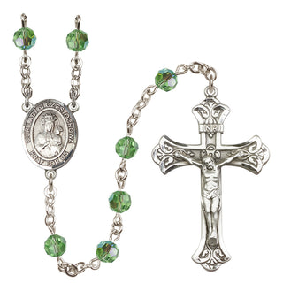 Sterling Silver 6mm Austrian Crystal Our Lady of Czestochowa Rosary in Peridot