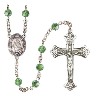 Sterling Silver 6mm Austrian Crystal Saint Jadwiga of Poland Rosary in Peridot