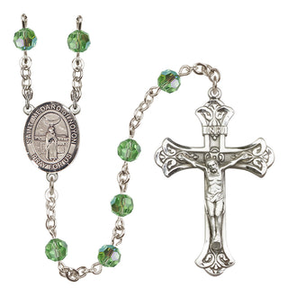 Sterling Silver 6mm Austrian Crystal Saint Medard of Noyon Rosary in Peridot