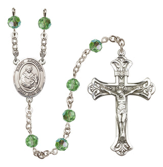 Sterling Silver 6mm Austrian Crystal Saint Norbert of Xanten Rosary in Peridot