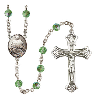Sterling Silver 6mm Austrian Crystal Pope Francis Rosary in Peridot