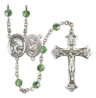 Sterling Silver 6mm Saint Christopher / Football Rosary