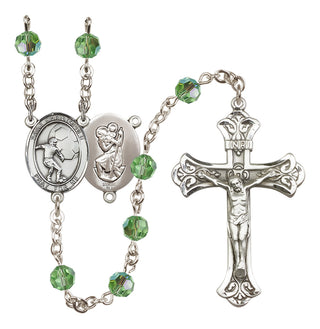 Sterling Silver 6mm Saint Christopher/Soccer Rosary