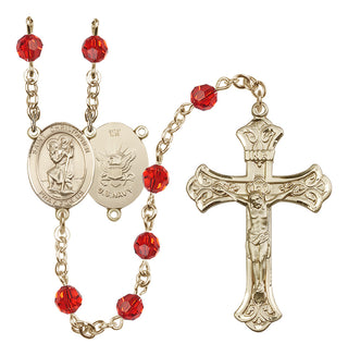14kt Gold Filled 6mm Saint Christopher / Navy Rosary