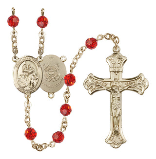14 Karat Gold-Filled 6mm Austrian Crystal Saint Joan of Arc /Coast Guard Rosary in Ruby