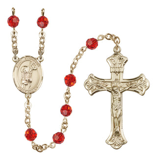 14 Karat Gold-Filled 6mm Austrian Crystal Saint Stephanie Rosary in Ruby