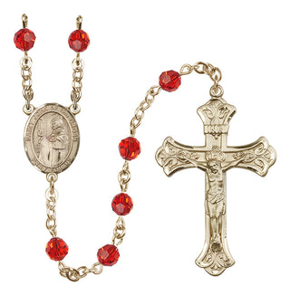 14 Karat Gold-Filled 6mm Austrian Crystal Saint John of the Cross Rosary in Ruby