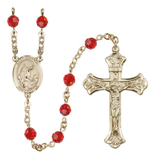14 Karat Gold-Filled 6mm Austrian Crystal Saint Colette Rosary in Ruby