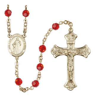 14 Karat Gold-Filled 6mm Austrian Crystal Our Lady the Undoer of Knots Rosary in Ruby
