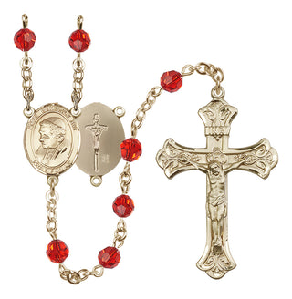 14 Karat Gold 6mm Austrian Crystal Pope Emeritace Benedict XVI Rosary in Ruby