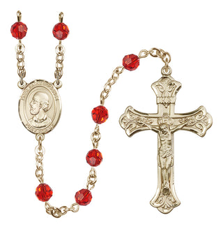 14 Karat Gold 6mm Austrian Crystal Pope Saint Eugene I Rosary in Ruby