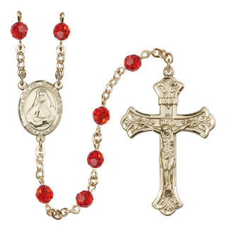 14 Karat Gold 6mm Austrian Crystal Saint Rose Philippine Duchesne Rosary in Ruby