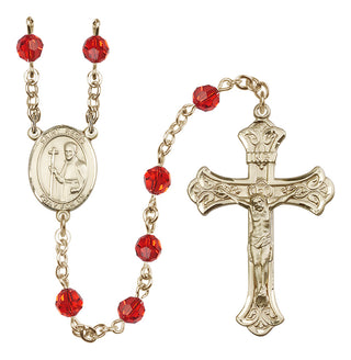 14 Karat Gold 6mm Austrian Crystal Saint Regis Rosary in Ruby