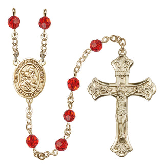 14 Karat Gold 6mm Austrian Crystal Our Lady of the Precious Blood Rosary in Ruby