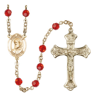 14 Karat Gold 6mm Austrian Crystal Pope Pius V Rosary in Ruby