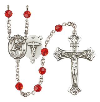 Sterling Silver 6mm Austrian Crystal Saint Agatha / Nurse Rosary in Ruby