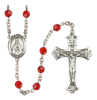 Sterling Silver 6mm Austrian Crystal Saint Blaise Rosary in Ruby