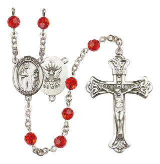 Sterling Silver 6mm Saint Brendan the Navigator/Navy Rosary