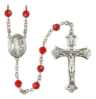 Sterling Silver 6mm Austrian Crystal Saint Elmo Rosary in Ruby