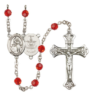 Sterling Silver 6mm Austrian Crystal Saint Joan of Arc / Army Rosary in Ruby
