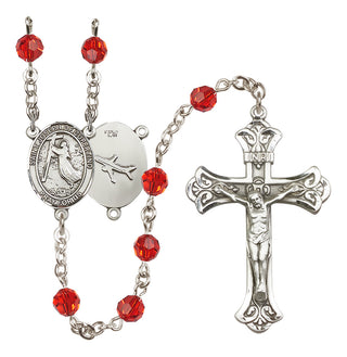 Sterling Silver 6mm Austrian Crystal Saint Joseph of Cupertino Rosary in Ruby