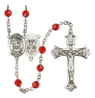 Sterling Silver 6mm Saint Michael / Navy Rosary
