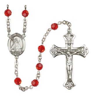 Sterling Silver 6mm Austrian Crystal Saint Bridget of Sweden Rosary in Ruby