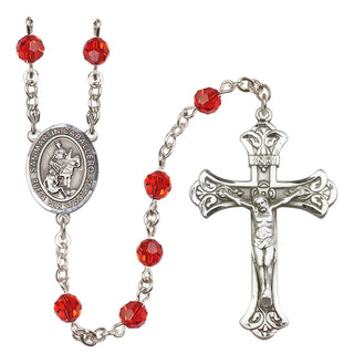 Sterling Silver 6mm Austrian Crystal San Martin Caballero Rosary in Ruby