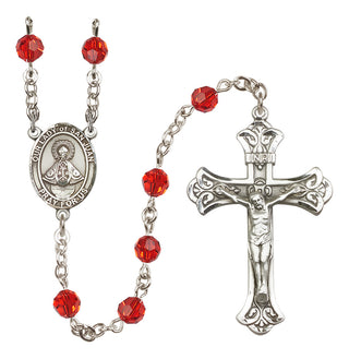 Sterling Silver 6mm Austrian Crystal Our Lady of San Juan Rosary in Ruby