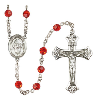 Sterling Silver 6mm Austrian Crystal Saint Sharbel Rosary in Ruby
