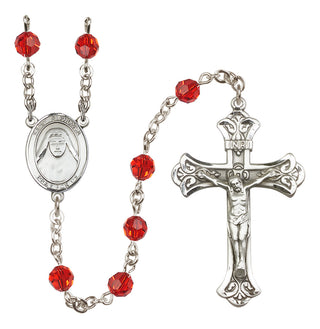 Sterling Silver 6mm Austrian Crystal Saint Alphonsa of India Rosary in Ruby
