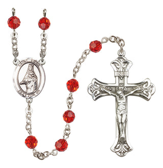 Sterling Silver 6mm Austrian Crystal Saint Emma Uffing Rosary in Ruby
