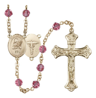 14 Karat Gold-Filled 6mm Austrian Crystal Saint Agatha / Nurse Rosary in Rose