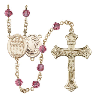 14 Karat Gold 6mm Austrian Crystal Saint Cecilia / Choir Rosary in Rose