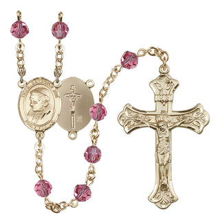 14 Karat Gold 6mm Austrian Crystal Pope Emeritace Benedict XVI Rosary in Rose