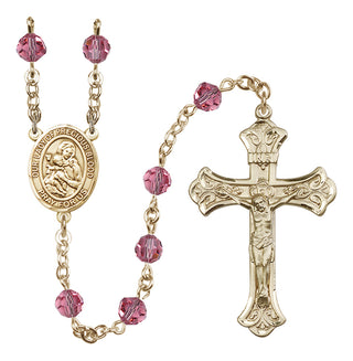 14 Karat Gold 6mm Austrian Crystal Our Lady of the Precious Blood Rosary in Rose
