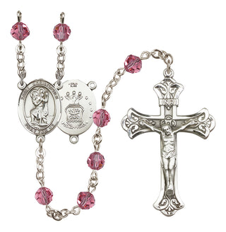 Sterling Silver 6mm Saint Christopher / Air Force Rosary