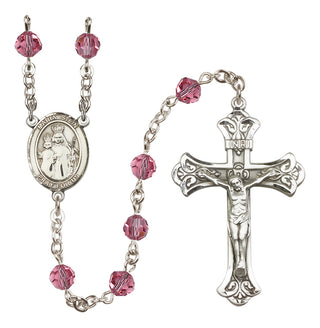Sterling Silver 6mm Austrian Crystal Maria Stein Rosary in Rose