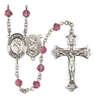Sterling Silver 6mm Saint Christopher/Martial Arts Rosary