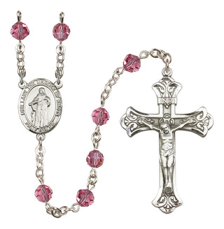 Sterling Silver 6mm Austrian Crystal Our Lady the Undoer of Knots Rosary in Rose